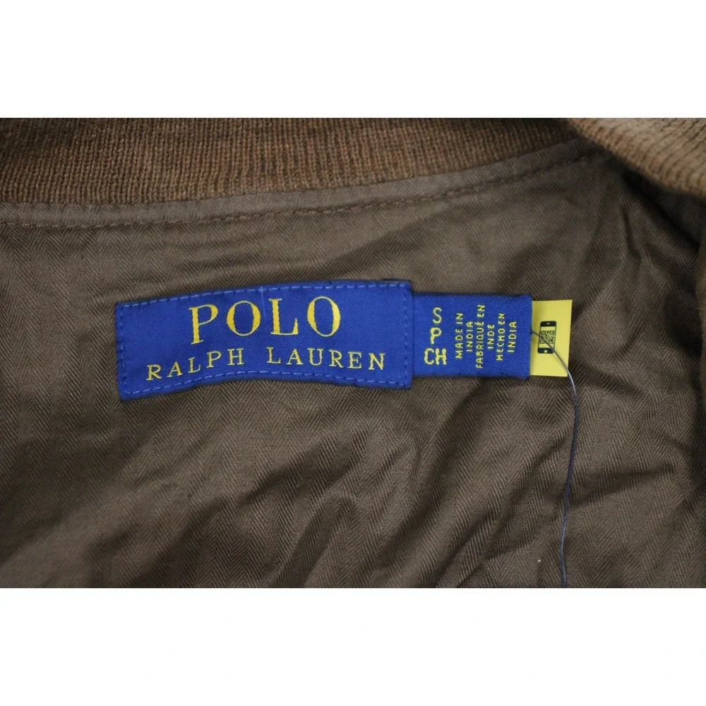 Polo Ralph Lauren Suede Flight Jacket Mens S Brown Full Zip Classic Bomber